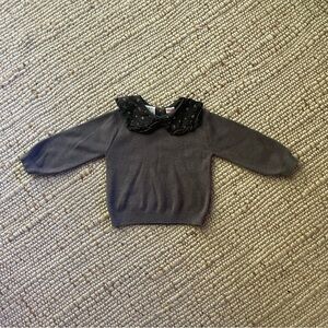 Zara Gray Kids Sweater with Black Star Collar